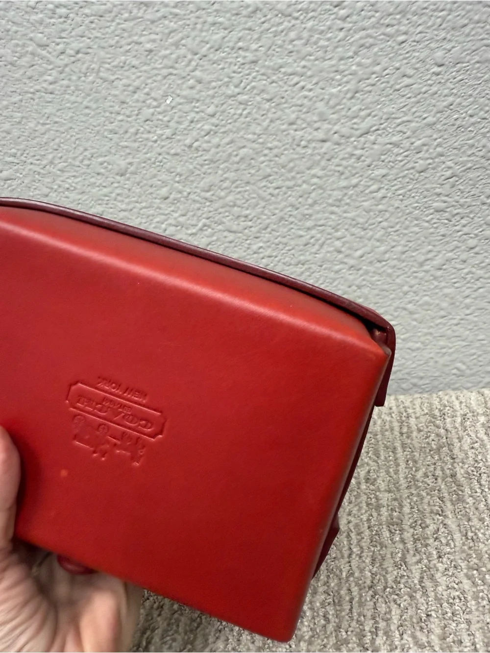 RARE Vintage Coach Bleeker Chilli Red Leather Decorative Box